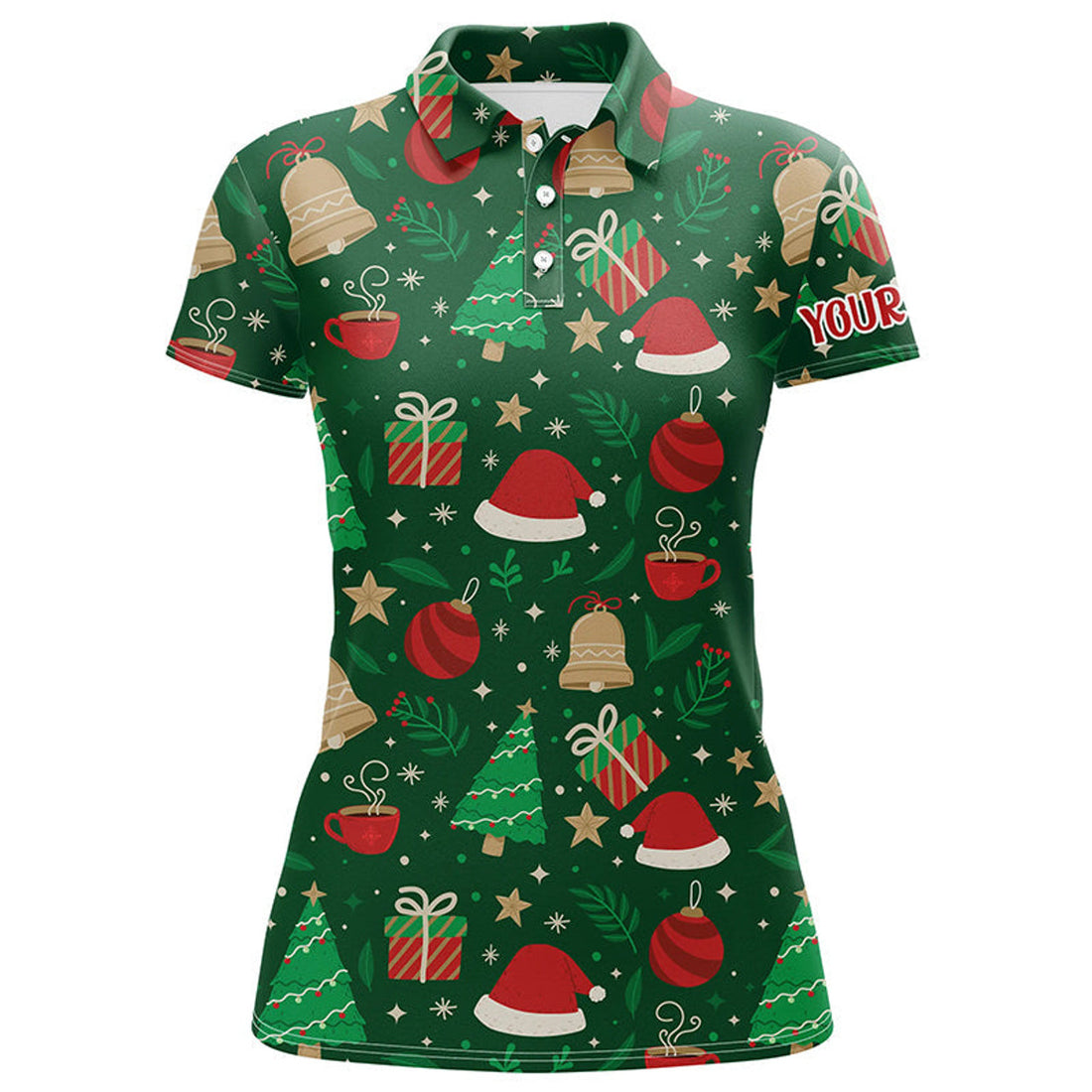 Custom Christmas Season Green Womens Golf Polo Shirt Custom Golf Tops For Women Best Golfing Gifts