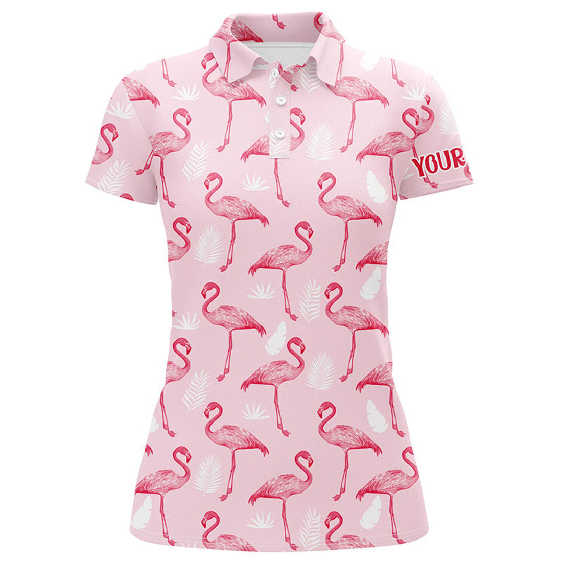 Custom Pink Tropical Flamingo Womens Golf Polo Shirt Cusomized Funny Golf Tops For Women Golf Gifts