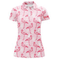 Custom Pink Tropical Flamingo Womens Golf Polo Shirt Cusomized Funny Golf Tops For Women Golf Gifts