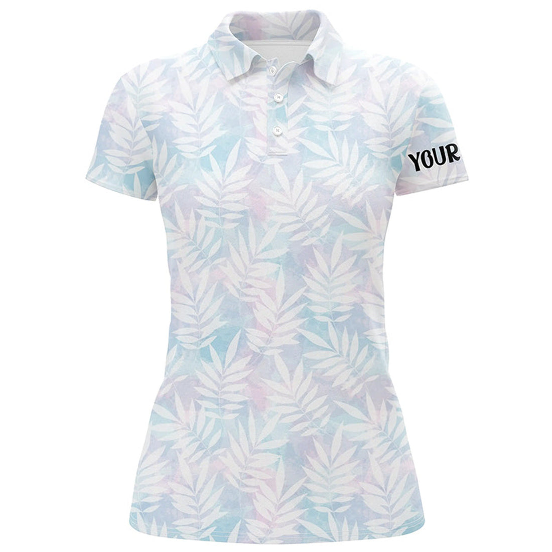 Custom Watercolor Colorful Leaves Womens Golf Polo Shirt Rainbow Tropical Custom Golf Tops For Women