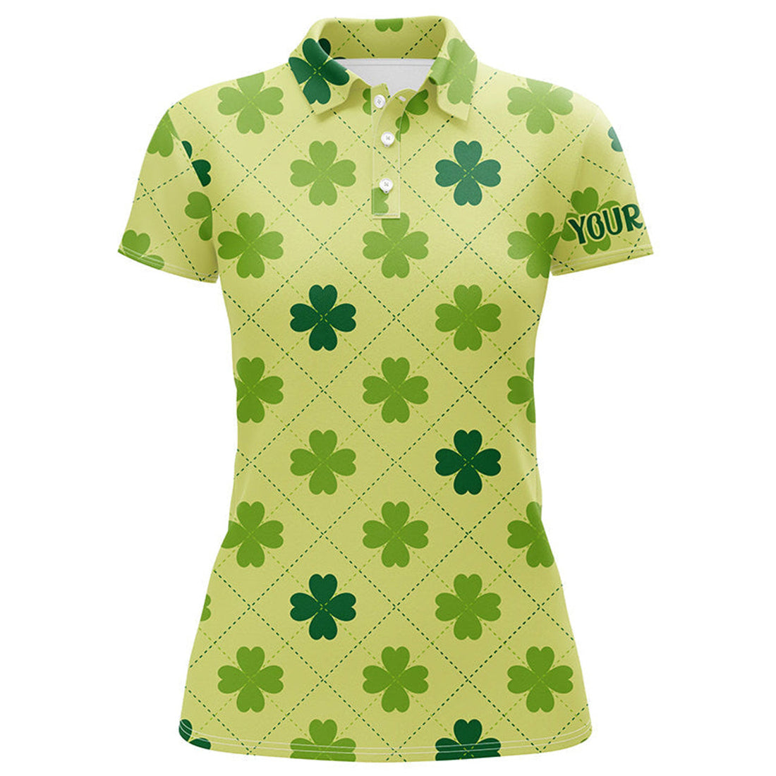 Custom Womens Golf Polo Shirt Vintage Green Clover St Patrick Day Golf Shirts For Women Golf Gifts