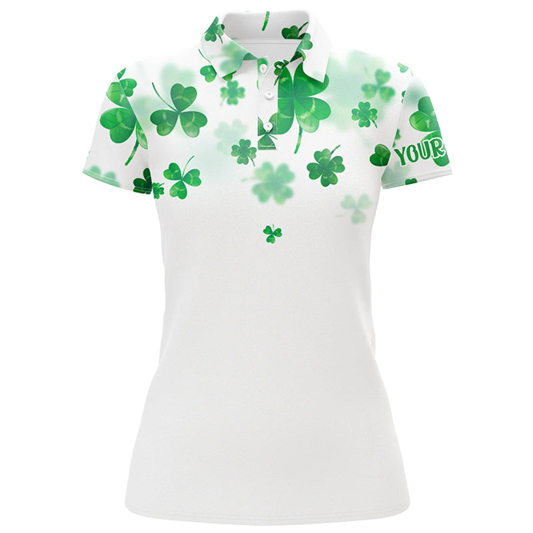 Custom 3D Green Clover St Patrick Golf Polo Shirt Custom Womens Golf Shirts Personalized Golf Tops