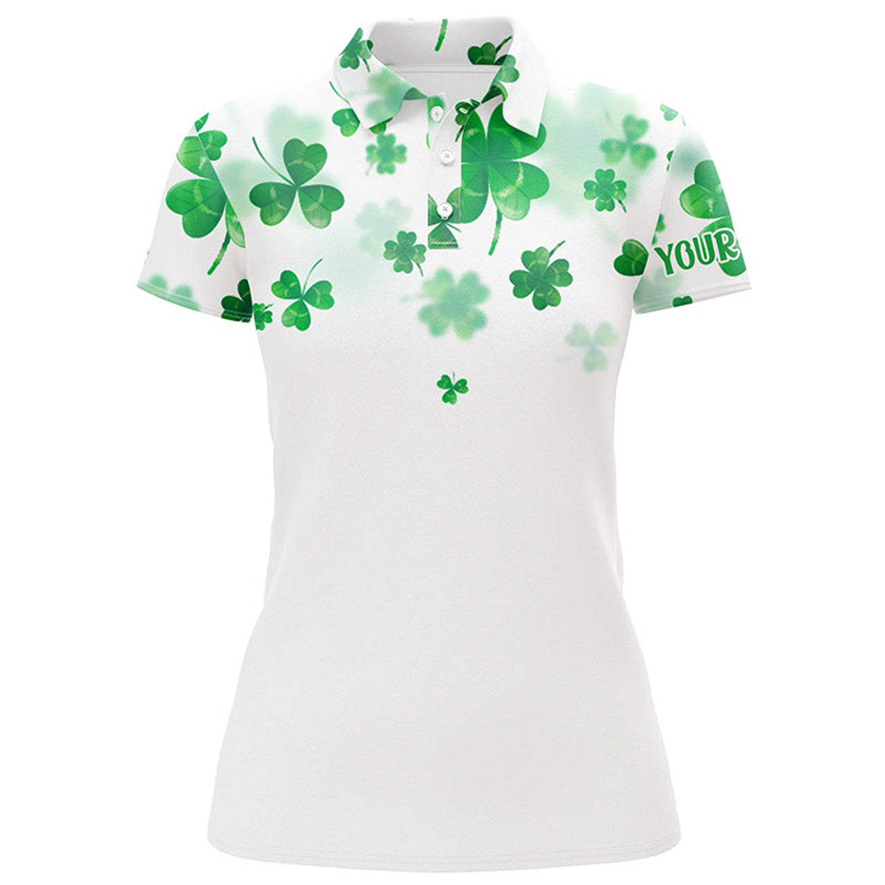 Custom 3D Green Clover St Patrick Golf Polo Shirt Custom Womens Golf Shirts Personalized Golf Tops