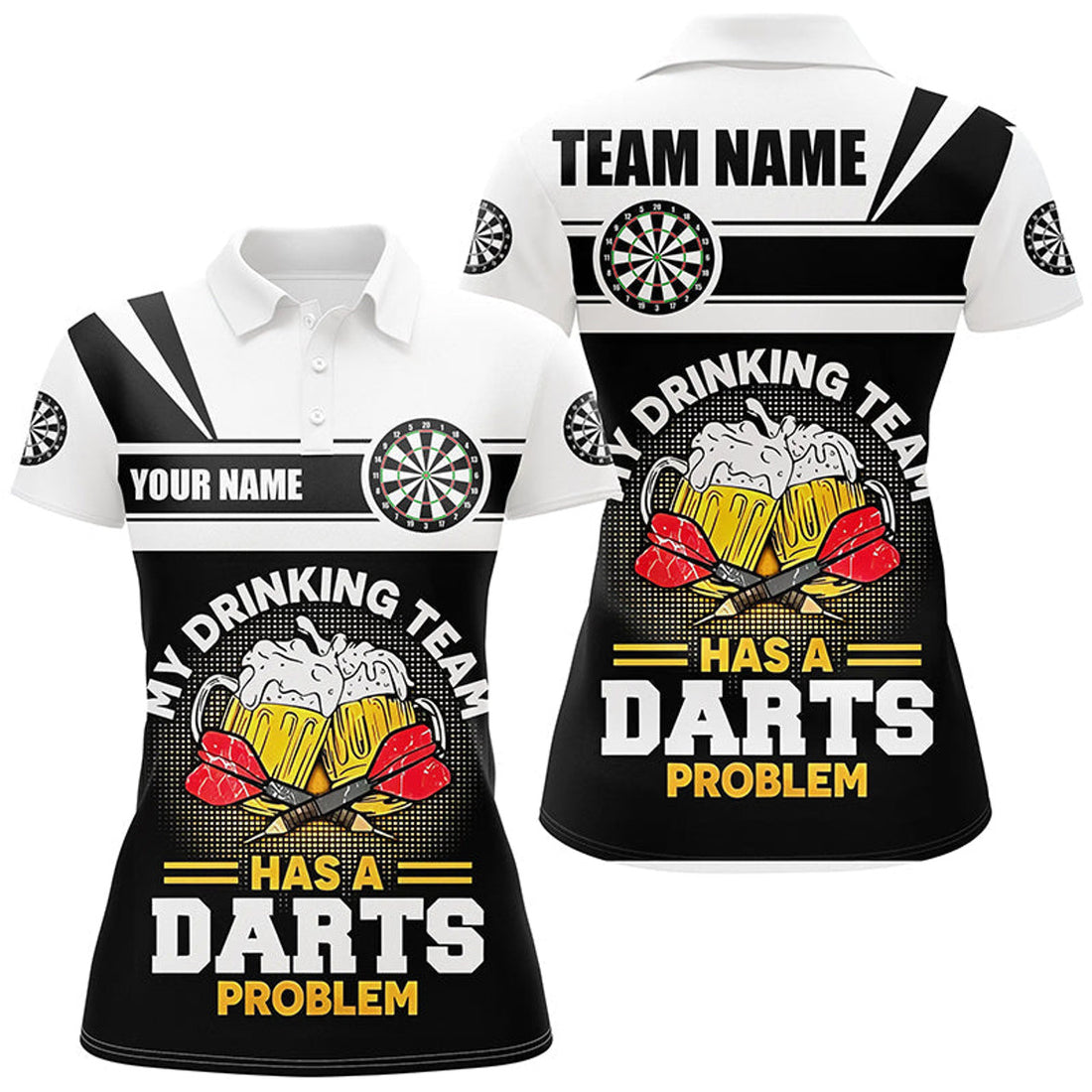 Custom My Drinking Team Beer Darts Women Polo Shirt Customized Darts Shirt For Women Dart Jerseys