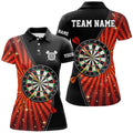 Custom Black Orange Halo Womens Darts Polo Shirt Custom Cool Darts Shirt For Women Dart Jerseys