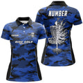 Custom Blue Camo Womens Disc Golf Polo Shirt Custom Camouflage Disc Golf Shirts For Women Golf Gifts