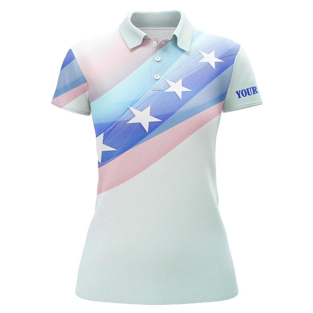 Custom Colorful Pastel Us Flag Womens Golf Polo Shirts Custom Name Patriotic Golf Shirts For Women