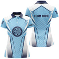 Custom Blue White Womens Darts Polo Shirt Customized Darts Shirt For Women Dart Team Jerseys