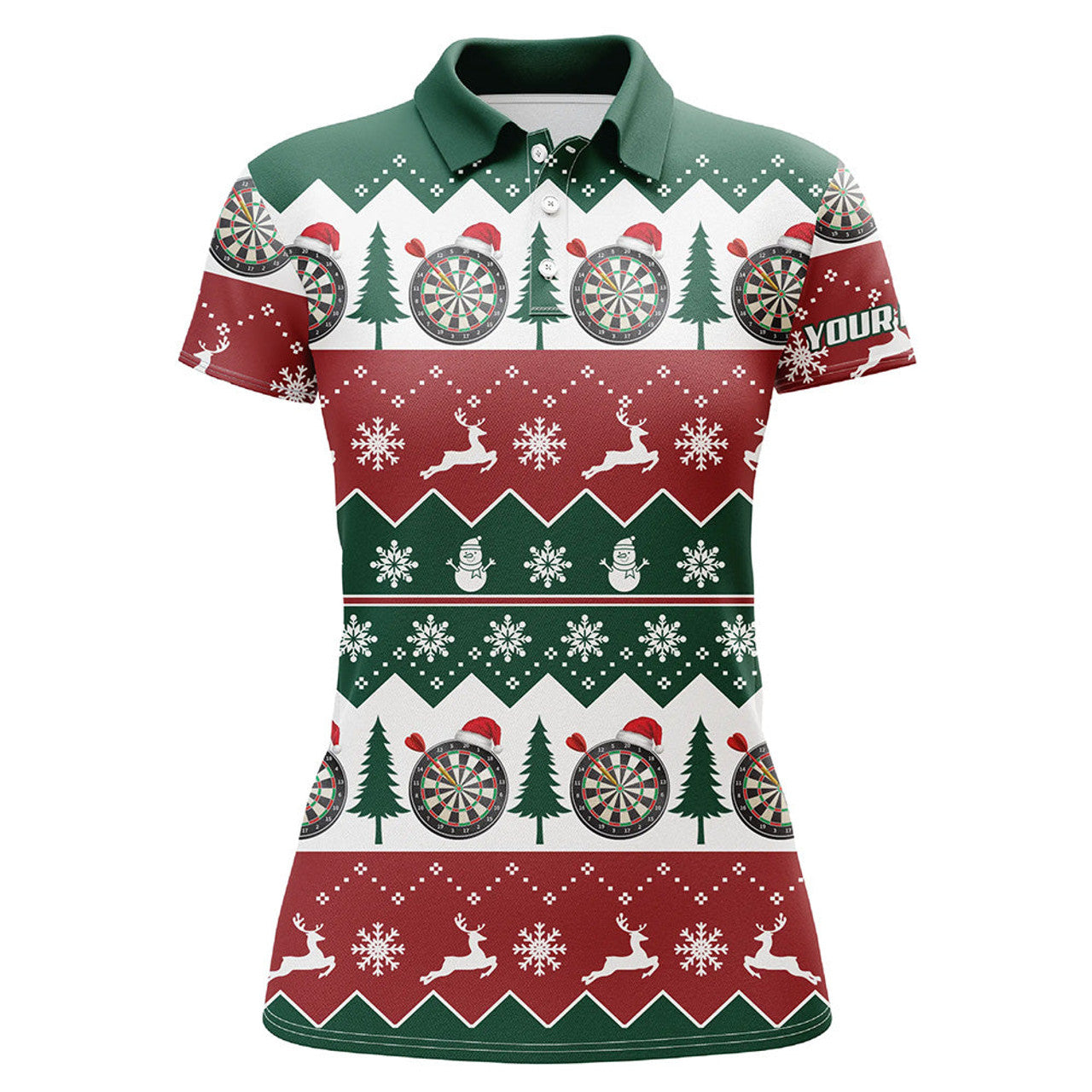 Custom Christmas Tree Snowflakes Women Darts Polo Shirt Custom Christmas Darts Shirt For Women