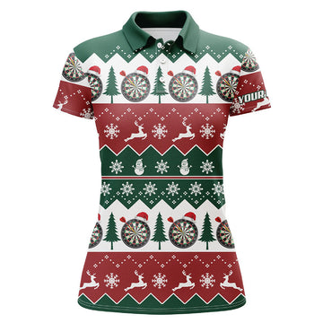 Custom Christmas Tree Snowflakes Women Darts Polo Shirt Custom Christmas Darts Shirt For Women