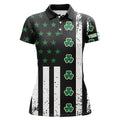 Custom St. Patrick's Day American Flag Womens Golf Polo Shirt Green Clover Patriotic Women Golf Tops