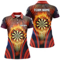 Custom Orange Fire Flame Sports Womens Darts Polo Shirt Custom Darts Shirt For Men Dart Jerseys