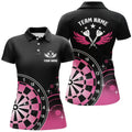 Custom Personalized Darts Wings Black Pink Polo Shirts Cute Darts Shirt For Women Dart Jersey