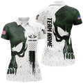 Custom Grunge Green Camo Skull American Flag Darts Polo Shirt Patriotic Dart Jerseys For Women