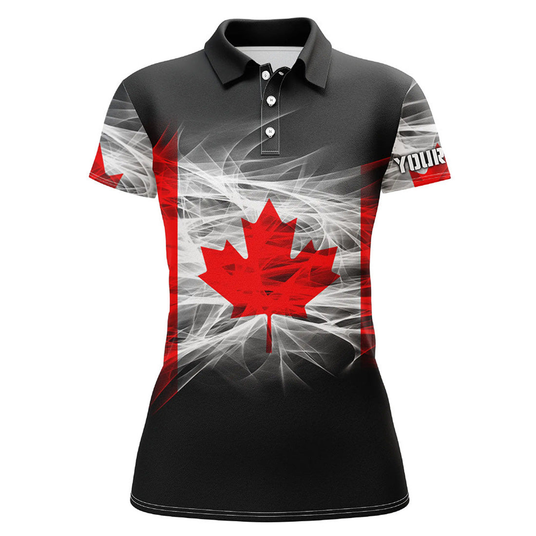 Custom Smoky Canada Flag Womens Golf Polo Shirts Custom Patriotic Golf Shirts For Women Golf Gifts
