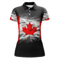 Custom Smoky Canada Flag Womens Golf Polo Shirts Custom Patriotic Golf Shirts For Women Golf Gifts