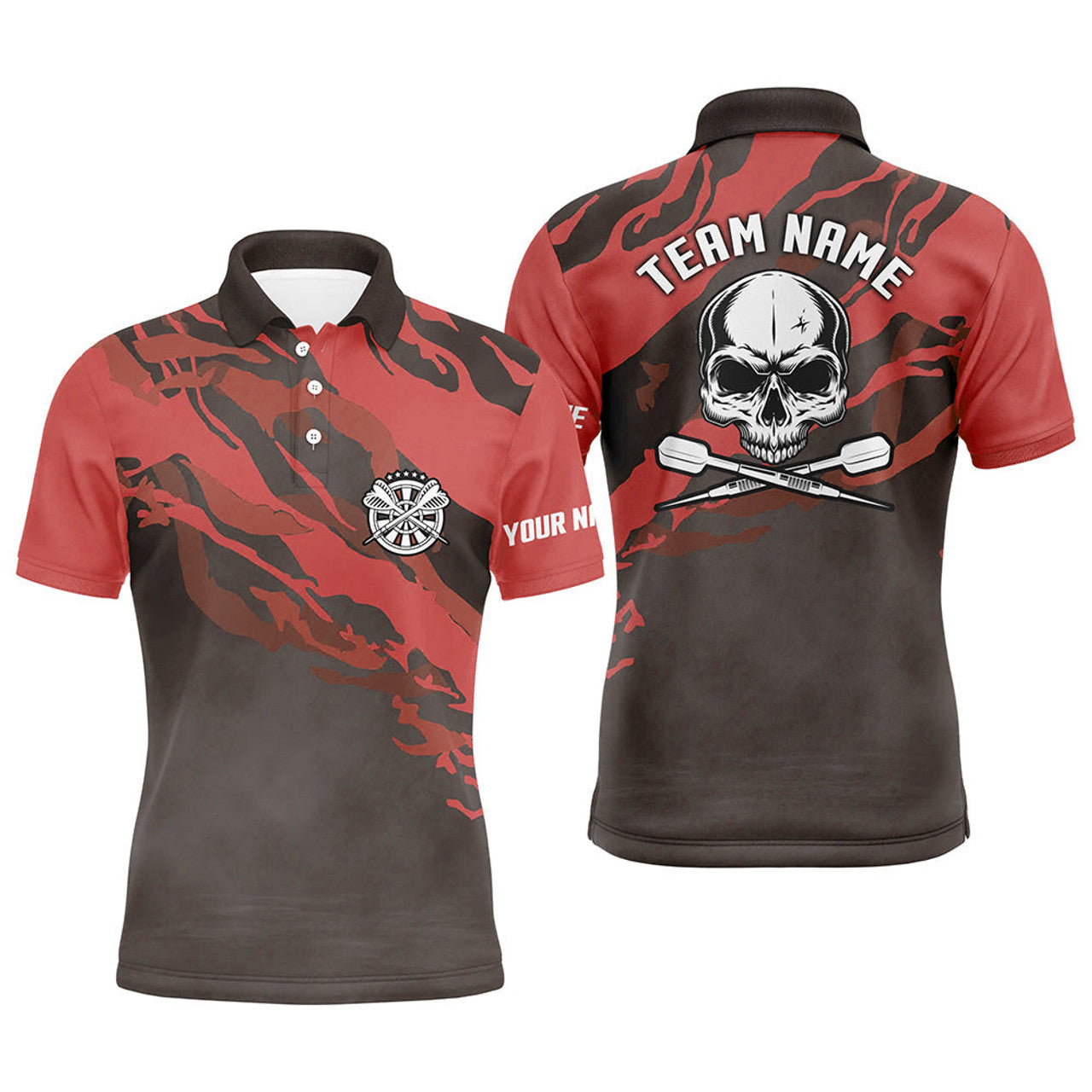 Personalized Red Skull Darts Mens Polo Shirt Custom Darts Shirt For Men Dart Jerseys