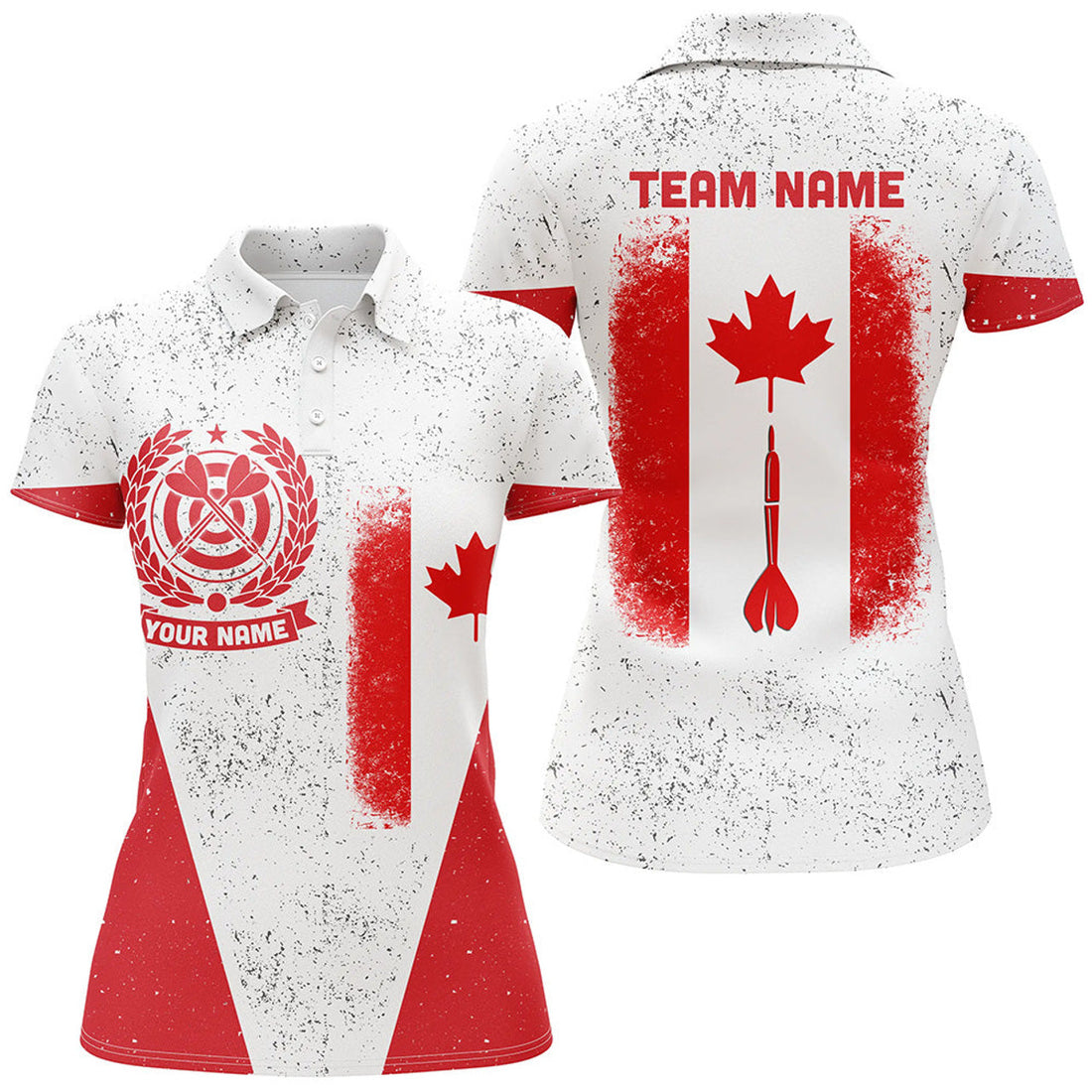 Custom Grunge Canada Flag Darts Polo Shirt Custom Patriotic Darts Shirt For Women Dart Jersey