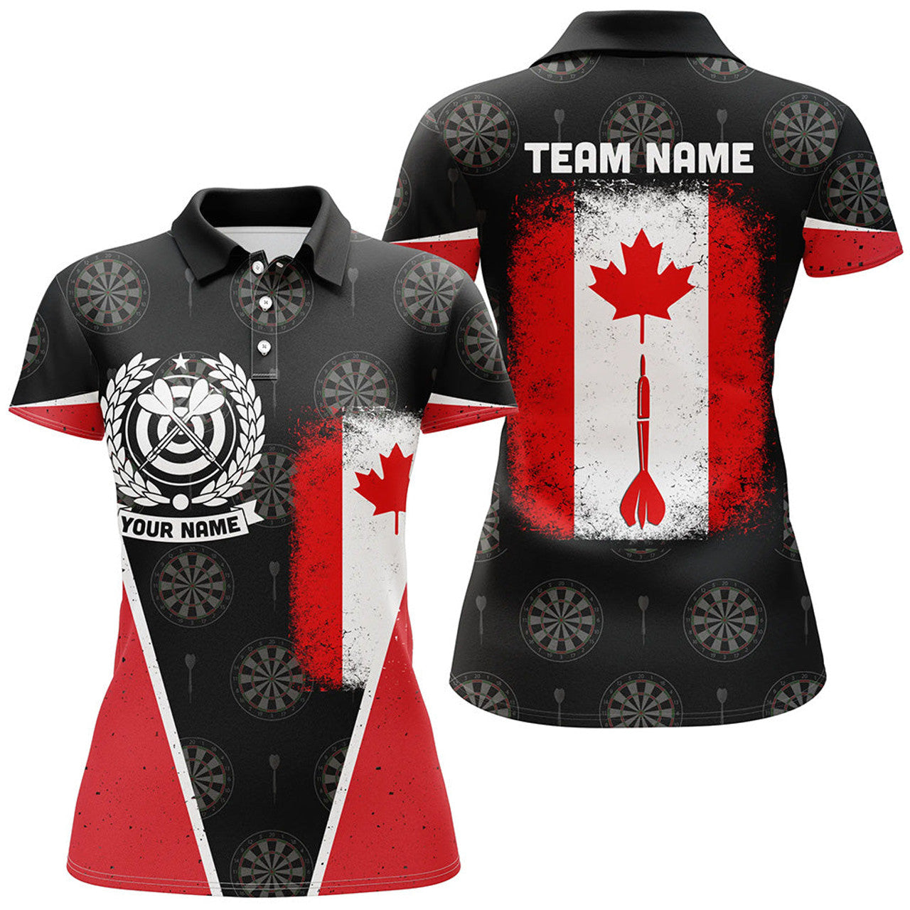 Custom Retro Canada Flag Darts Polo Shirt Custom Patriotic Darts Shirt For Women Dart Jersey
