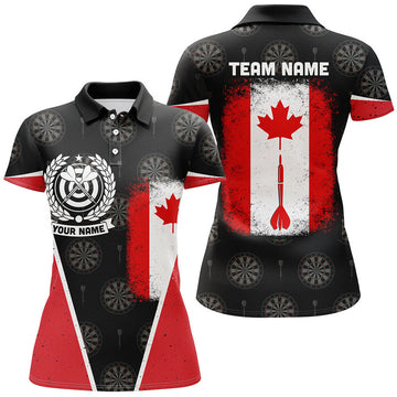Custom Retro Canada Flag Darts Polo Shirt Custom Patriotic Darts Shirt For Women Dart Jersey