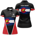 Custom Retro Colorado Flag Black Womens Golf Polo Shirts Custom Patriotic Golf Shirts For Women