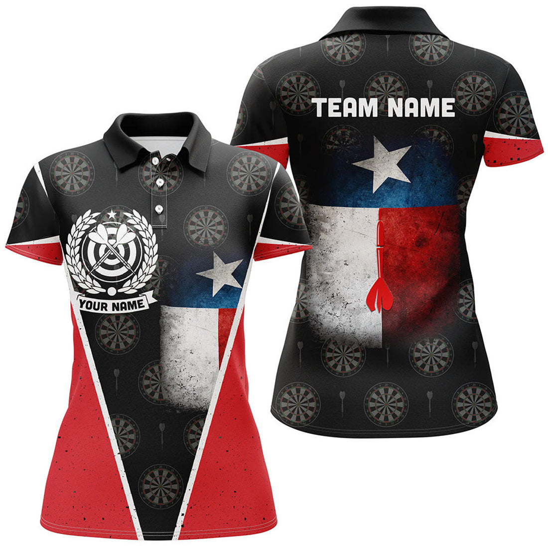 Custom Retro Texas Flag Darts Polo Shirt Custom Patriotic Darts Shirt For Women Dart Jerseys