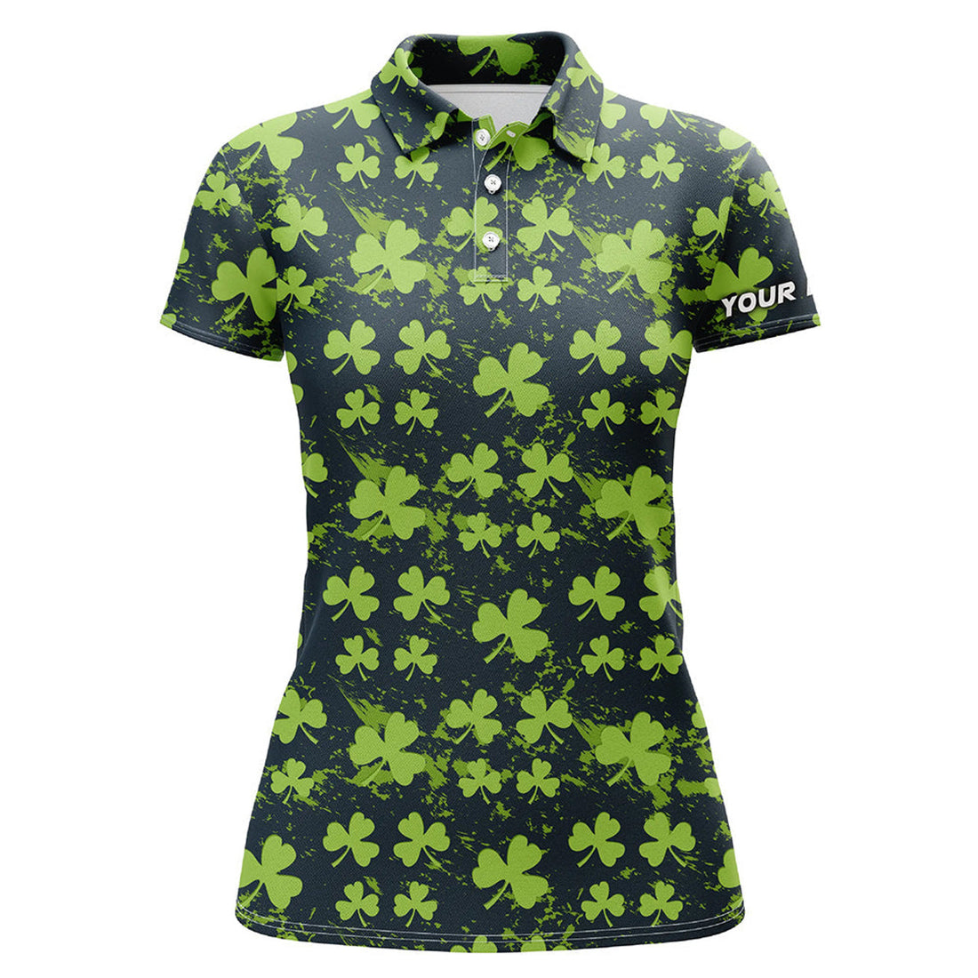 Custom Watercolor Green Clover Leaf St Patrick Day Golf Polo Shirt Custom Name Golf Shirts For Women