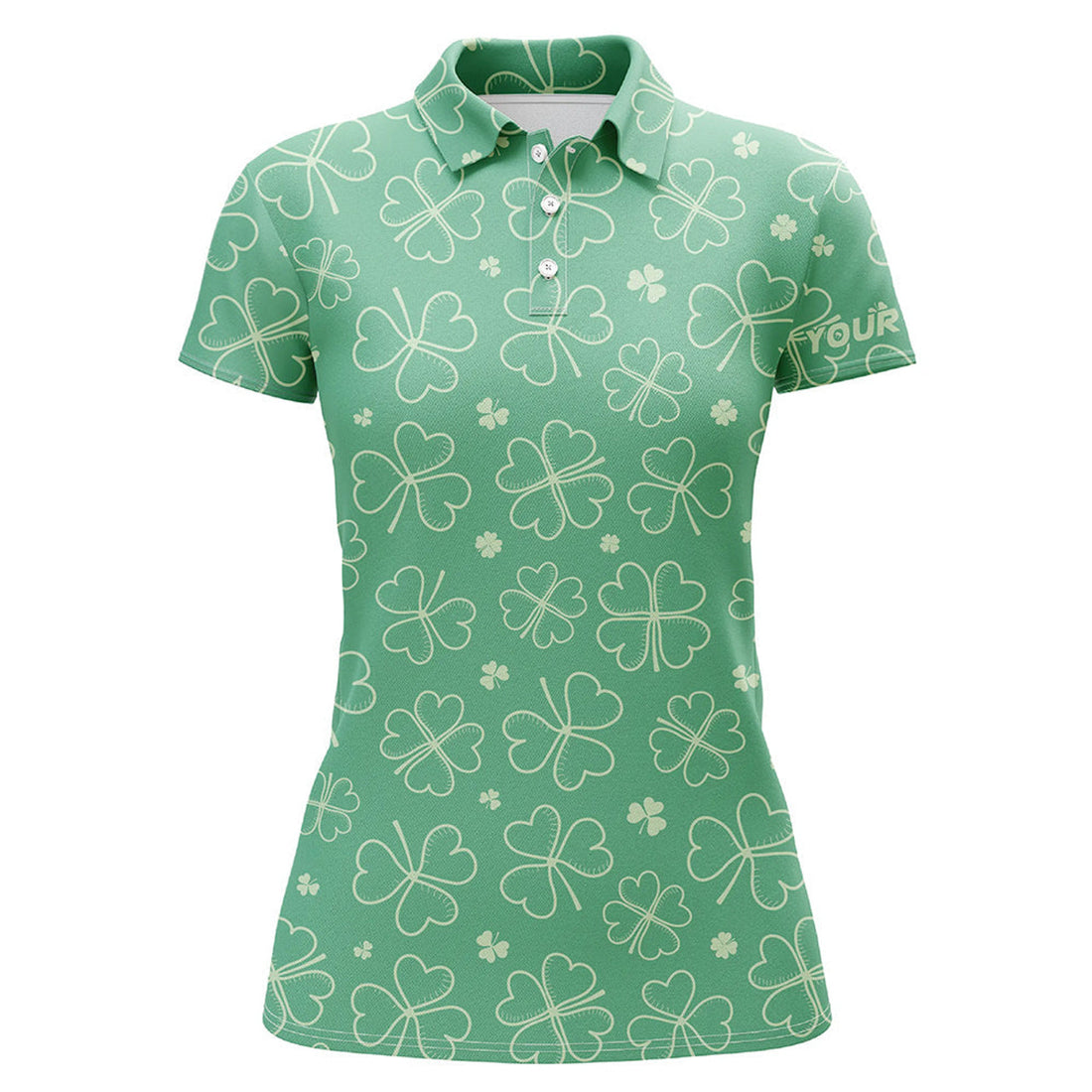 Custom Green Clover St Patrick Day Womens Golf Polo Shirt Custom Name Shamrock Golf Shirts For Women
