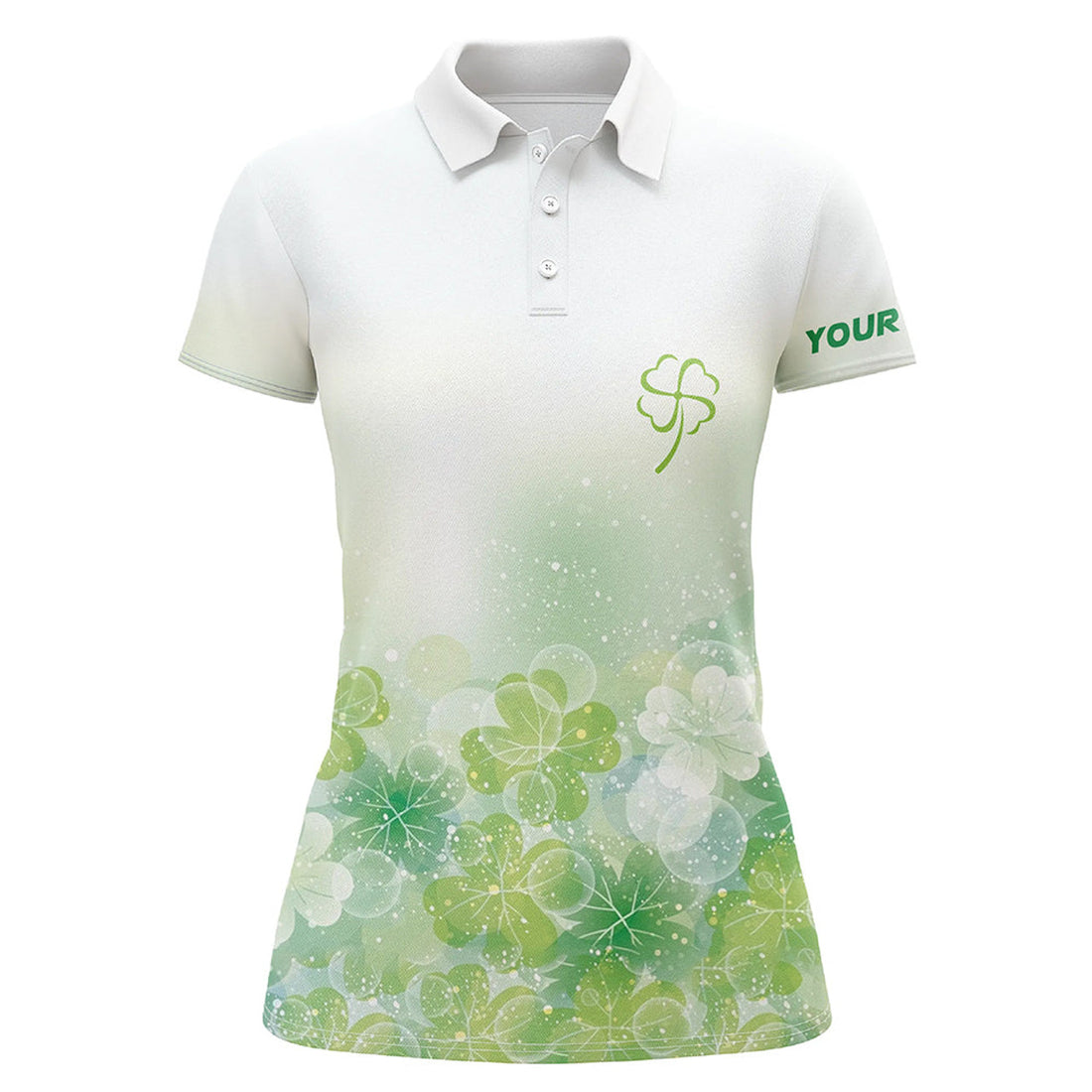 Custom Green Clover Silhouette Twinkle Patrick Day Golf Polos Custom Golf Shirt For Women Golf Gifts