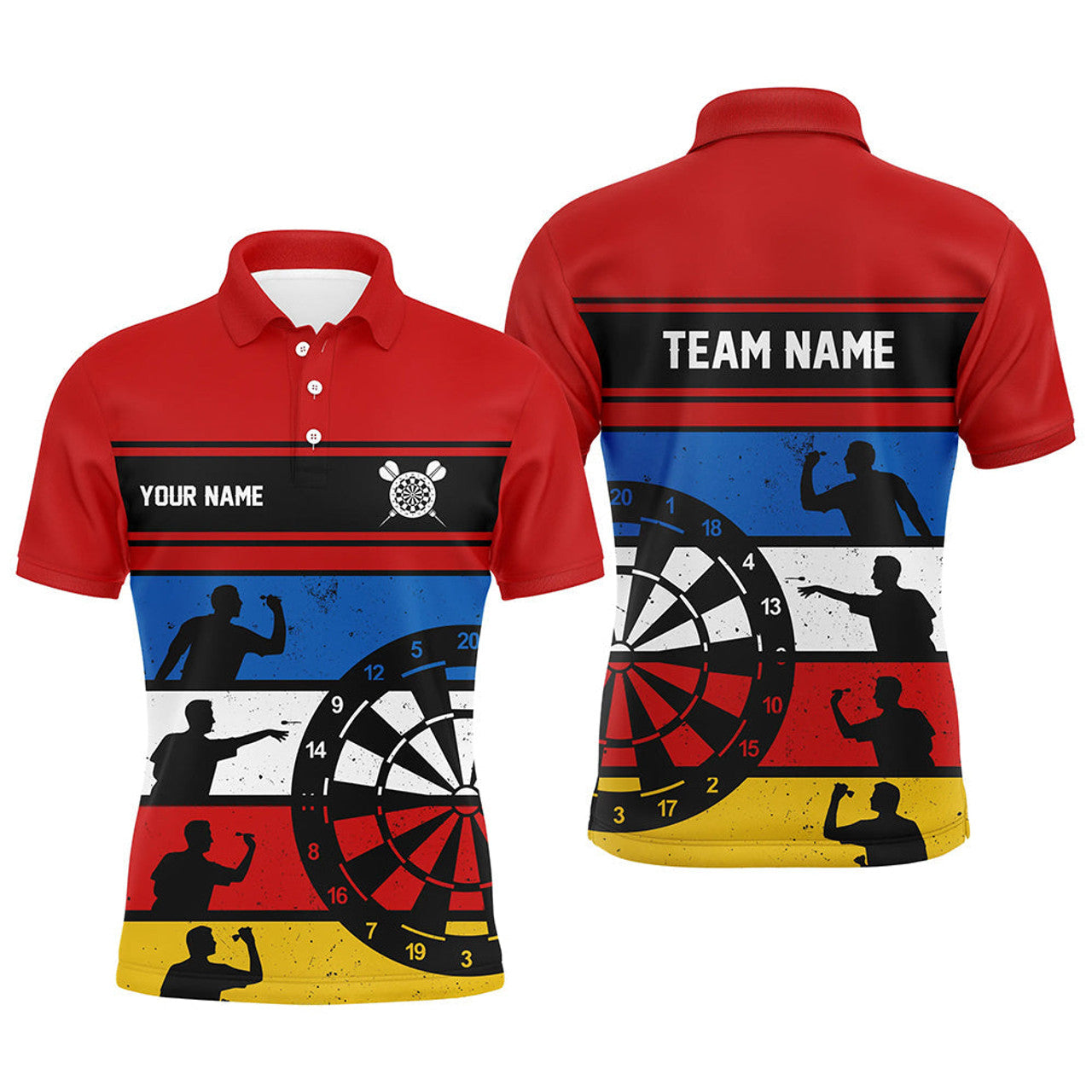 Custom Colorful Retro Personalized Mens Darts Polo Shirt Custom Darts Shirt For Men Dart Jerseys