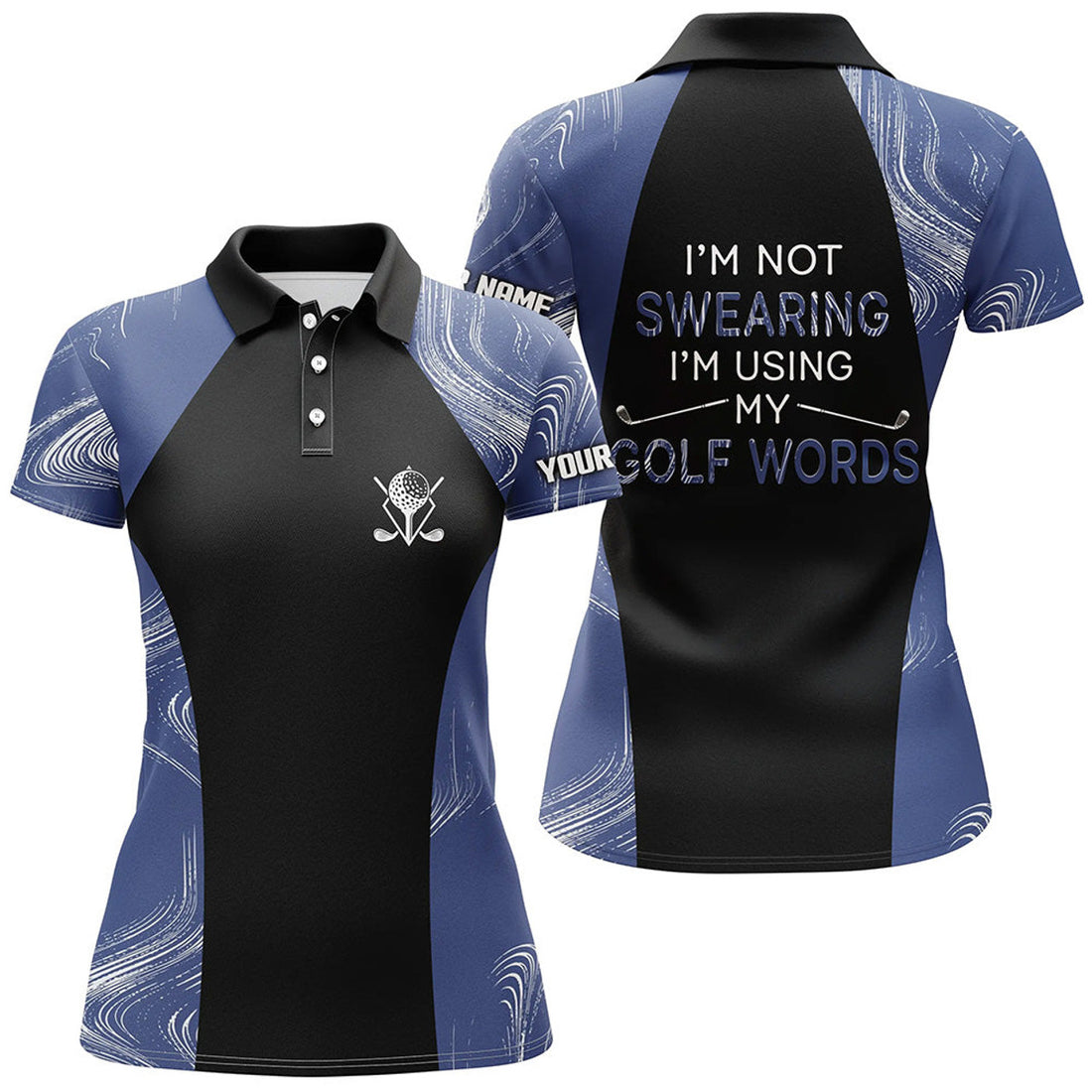 Custom I'm Not Swearing I'm Using My Golf Words Navy Seamless Women Golf Polo Shirt, Golf Shirts For Women