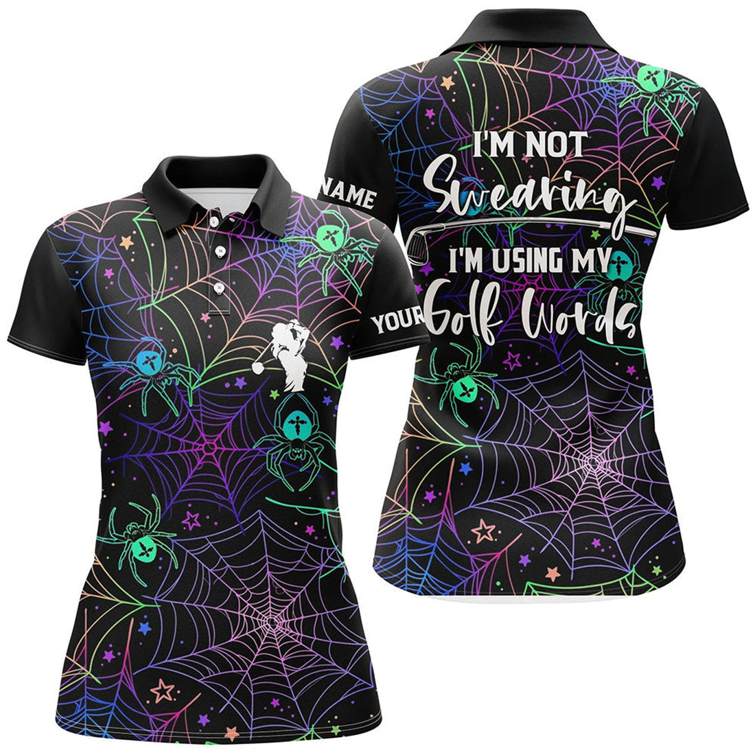 Custom Multicolor Halloween Women Golf Polo Shirt Custom Golf Shirts For Women Funny Golf Shirt With Sayings