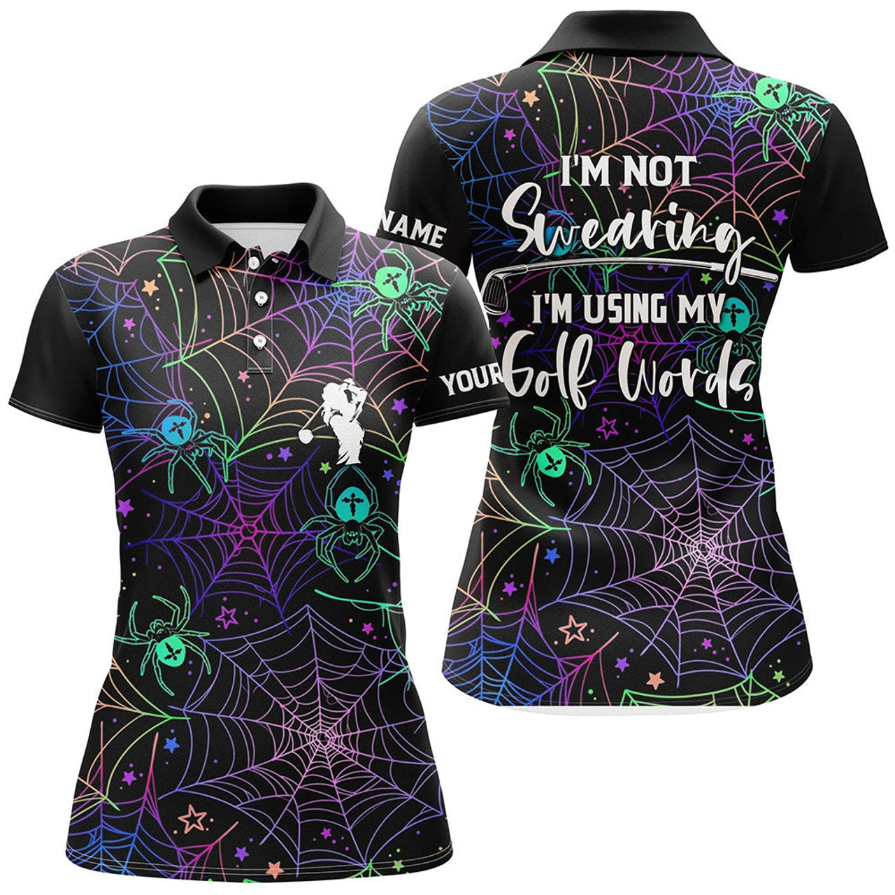 Custom Multicolor Halloween Women Golf Polo Shirt Custom Golf Shirts For Women Funny Golf Shirt With Sayings