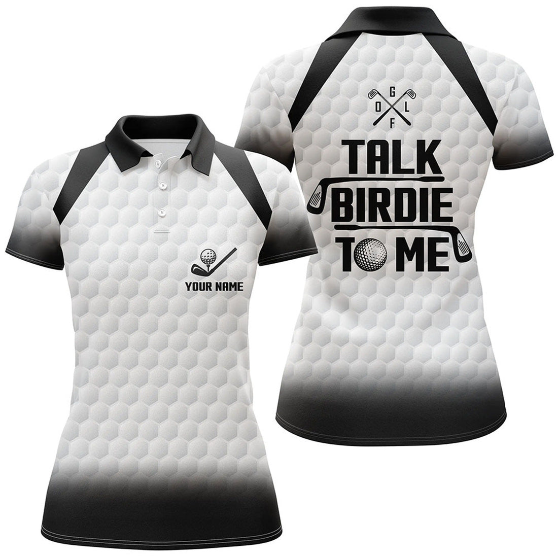 Custom Talk Birdie To Me Womens Golf Polo Shirt, Black And White Golf Shirts For Women, Cool Golf Gifts