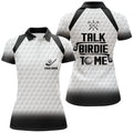 Custom Talk Birdie To Me Womens Golf Polo Shirt, Black And White Golf Shirts For Women, Cool Golf Gifts