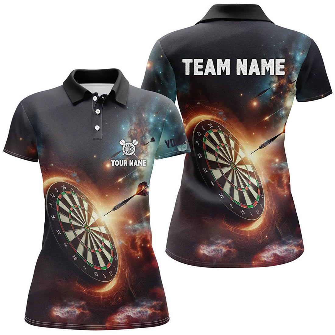Custom Darts In Galaxy 3D Printed Darts Polo Shirt Custom Darts Shirt For Women Dart Jerseys