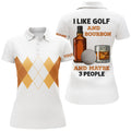 Custom I Like Golf And Bourbon Golf Polo Shirt Custom Yellow Argyle Golf Shirts For Women Golf Gifts