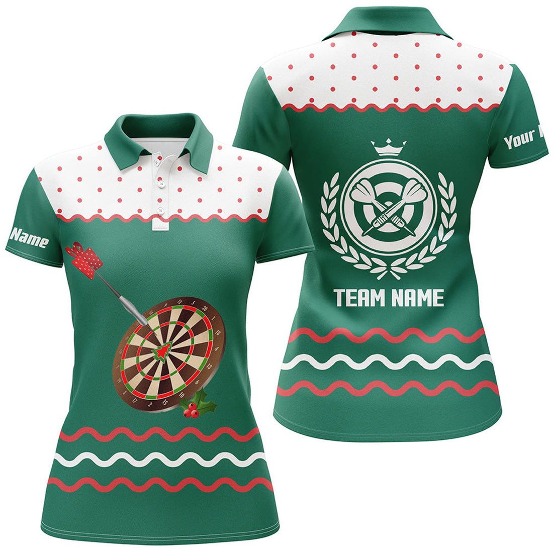 Custom Personalized Darts Christmas Green Polo Shirt Custom Darts Shirt For Women Dart Jersey