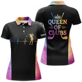 Custom Queen Of Clubs Golf Polo Shirt Custom Heartbeat Black Golf Shirts For Women Colorful Golf Top