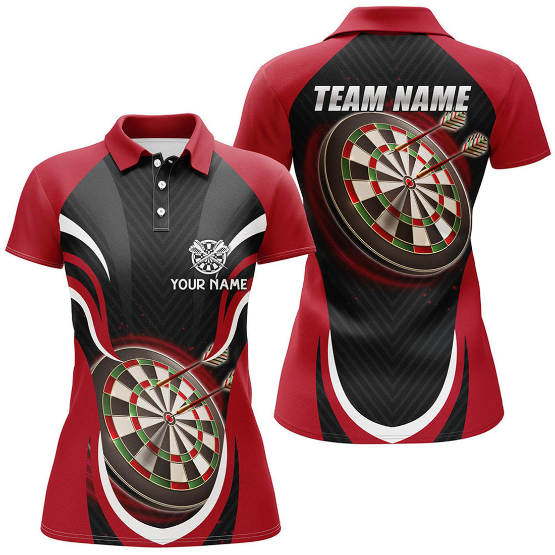 Custom Personalized Black Red Darts Polo Shirt Custom Cool Dart Shirt For Women Dart Jerseys