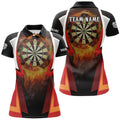 Custom Orange Fire Flame Sports Womens Darts Polo Shirt Custom Darts Shirt For Women Dart Jerseys