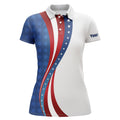 Custom 3D American Flag Womens Golf Polo Shirts Custom Patriotic Golf Shirts For Women Golfing Gifts