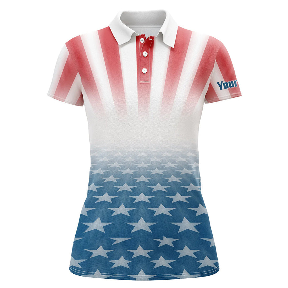 Custom Gradient Us Flag Womens Golf Polo Shirts Custom Patriotic Golf Shirts For Women Golfing Gifts
