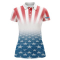 Custom Gradient Us Flag Womens Golf Polo Shirts Custom Patriotic Golf Shirts For Women Golfing Gifts