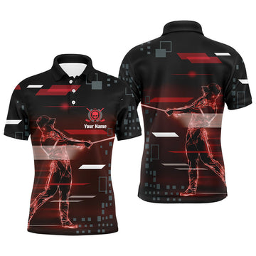 Custom Mens Golf Digital Style Polo Shirt, Modern Skull Polo Shirt, Best Golf Shirts For Men
