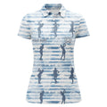 Custom Personalized Blue Stripe Palm Leaves Golf Polo Shirt Tropical Golf Shirts For Women Golf Gift