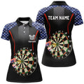 Custom American Flag Darts Polo Shirt With Name Patriotic Darts Shirt For Women Dart Jersey