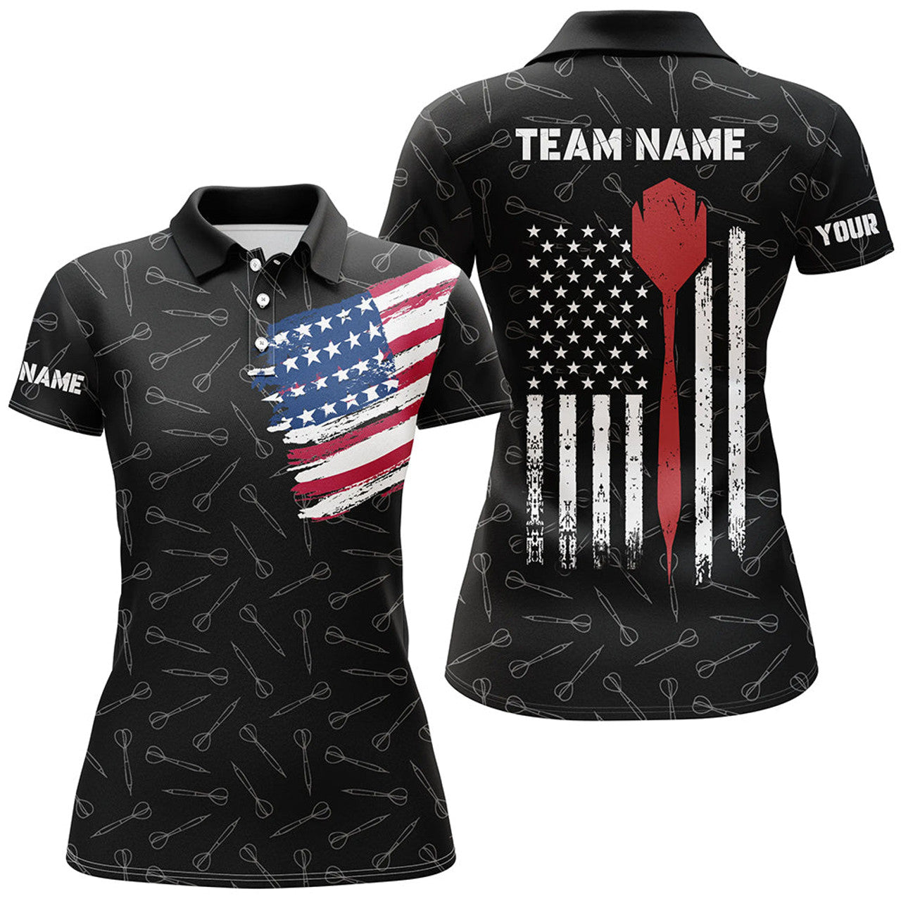 Custom American Flag Darts Polo Shirt Custom Patriotic Darts Shirt For Women Dart Team Jersey