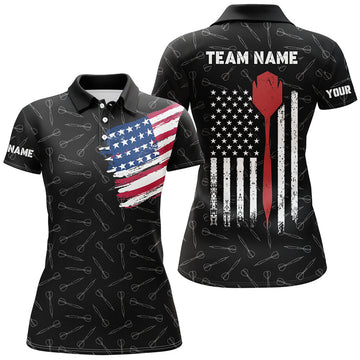 Custom American Flag Darts Polo Shirt Custom Patriotic Darts Shirt For Women Dart Team Jersey