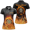 Custom Fire Flame Skull Darts Womens Polo Shirts Custom Darts Shirt For Women Cool Dart Jerseys